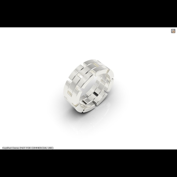 Men's Solid Silver Block Eternity Ring Eng Band Stackable - Picture 2 of 5